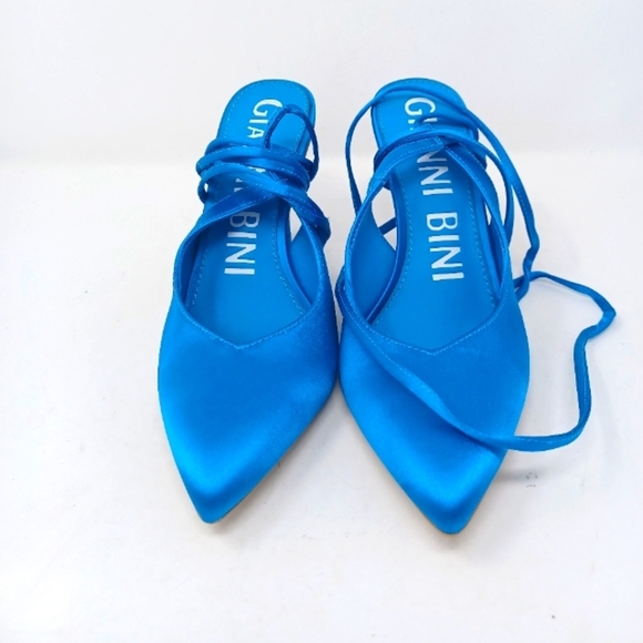 Gianni Bini Sirfeenah Blue Satin Pointed Toe Pumps - Picture 4 of 10